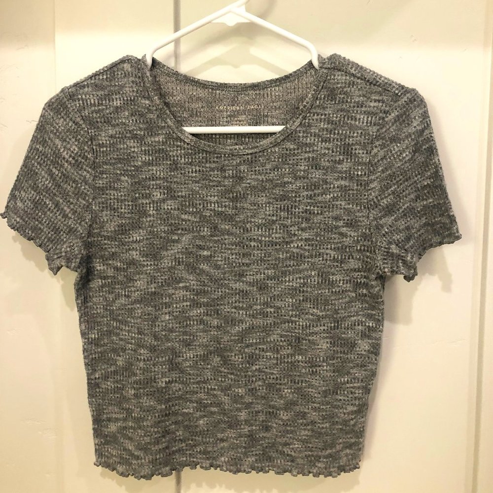 American Eagle AE Baby Tee Waffle Weave Fabric Size S